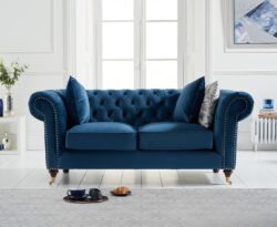 Kensington Chesterfield Blue Velvet 2 Seater Sofa