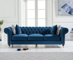 Kensington Chesterfield Blue Velvet 3 Seater Sofa