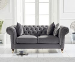 Kensington Chesterfield Dark Grey Velvet 2 Seater Sofa