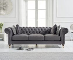 Kensington Chesterfield Dark Grey Velvet 3 Seater Sofa
