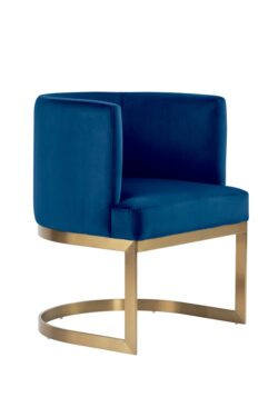 Lasco Dining Chair - Navy - Brushed Brass Base