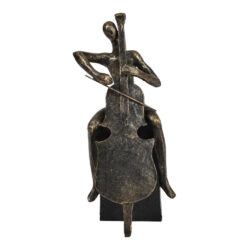 Libra Calm Neutral Collection - Antique Bronze Jackie Cellist On Block Sculpture