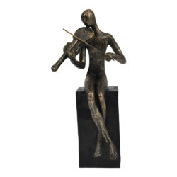 Libra Calm Neutral Collection - Antique Bronze Vanessa Violinist On Block Sculpture