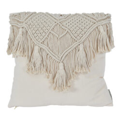 Libra Calm Neutral Collection - Fringed Macrame Cotton Cushion