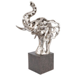 Libra Midnight Mayfair Collection - Addo Abstract Elephant Head Sculpture Silver Resin