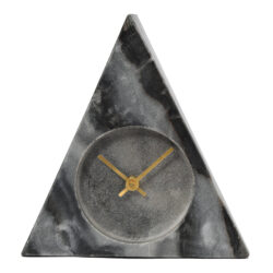 Libra Midnight Mayfair Collection - Grey Marble Triangular Mantel Clock