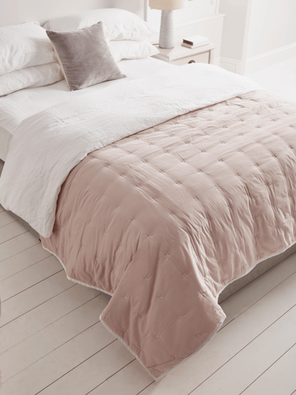 Lightweight Cross Stitch Bedspread - Blush
