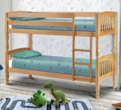 Lincoln - Single - Kids Antique Solid Pine Wooden Bunk Bed Frame - 3ft