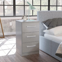 Lynx - 3 Drawer Bedside Table - Grey - Wooden