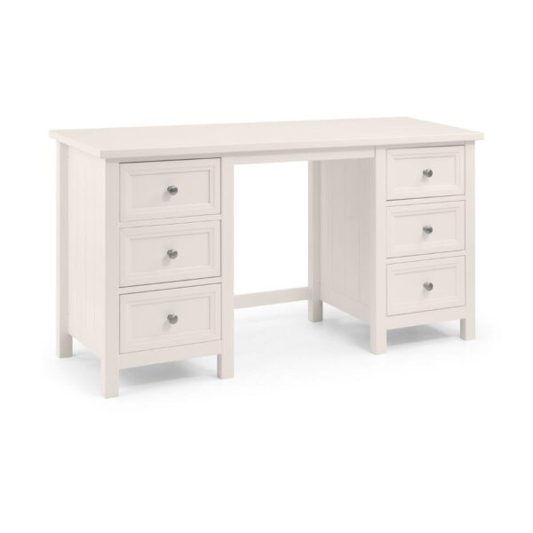 Maine - Double Pedestal Dressing Table - White - Wooden