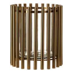 Martino Small Glass Candle Holder In Gold Steel Frame