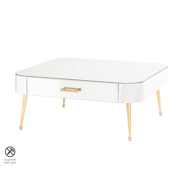 Mason Mirrored Coffee Table - Brushed Gold Legs
