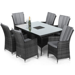 Maze LA 6 Seater Grey Outdoor Dining Set with Ice Bucket in Grey