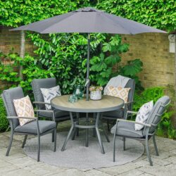 Mili 4 Seater Dining Set With Highback Chairs And 2.5m Parasol