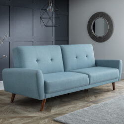 Monza - Fabric 3 Seater Sofa Bed - Blue - Linen