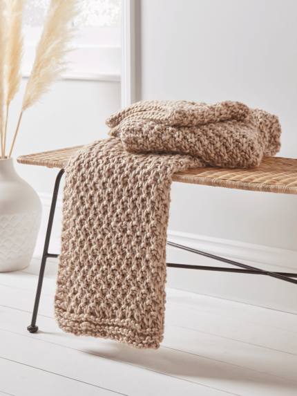 Moss Stitch Knitted Throw
