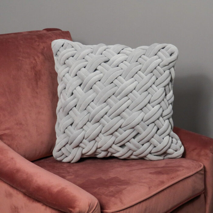 Native Home Grey Handknotted Velvet Cushion Cover