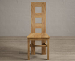 Natural Solid Oak Flow Back Dining Chairs with Oak Seat Pad