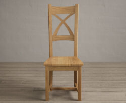 Natural Solid Oak X Back Dining Chairs with Oak Seat Pad