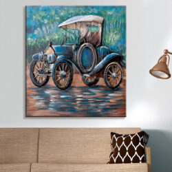 Oldtimer Picture Metal Wall Art In Blue