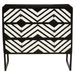 Olivia's Flori 3 Drawer Chest of Drawers in Black & White