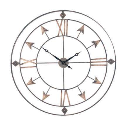 Olivia's Liza Antique Metal Large Round Wall Clock in Grey and Gold
