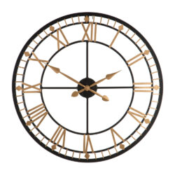 Olivia's Soft Industrial Collection - Metal Wall Clock in Black & Gold