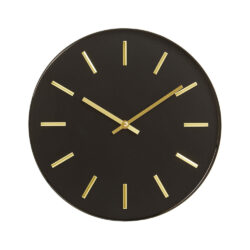 Olivia's Soft Industrial Collection - Vitas Metal Wall Clock in Black & Gold