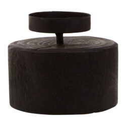 Olivia's Wooden Black Candle Holder Small