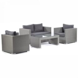 Onyx Outdoor Rattan Lounge Set And Glass Top Coffee Table