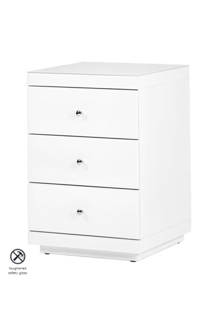 Pimlico White Glass Bedside Table