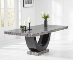 Raphael 170cm Dark Grey Pedestal Marble Dining Table