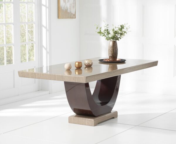 Raphael 200cm Brown Pedestal Marble Dining Table