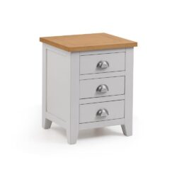 Richmond - 3 Drawer Bedside Table - Grey/Oak - Wooden