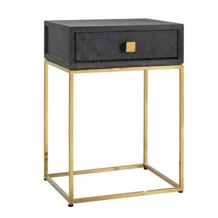 Richmond Blackbone 1 Drawer Gold Bedside Table