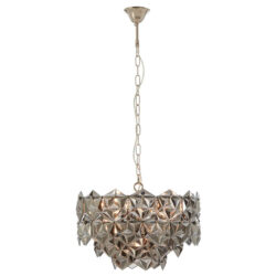 Rydall Smoked Grey Glass Chandelier Ceiling Light In Nickel