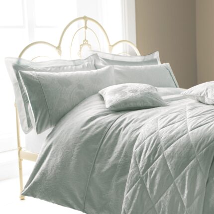 Sanderson Bedding Ashbee Quilted Throw Kingsize, Pale Blue