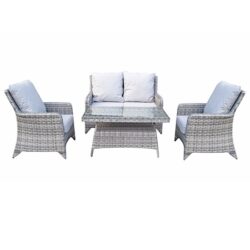 Savvy Weave 4 Seater Sofa Set With High Coffee Table In Natural