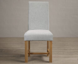 Scroll Back Braced Grey Fabric Dining Chairs
