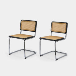 Set of 2 Rattan and Chrome Turner Dining Chairs