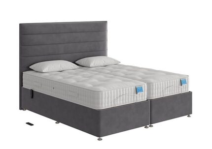 Sleep Story - Natural Comfort Adjustable Firm Divan Bed With 2 Drawer Storage - King Size - Plush Arctic Grey