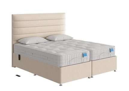 Sleep Story - Natural Comfort Adjustable Firm Divan Bed With 2 Drawer Storage - Super King - Plush Ecru