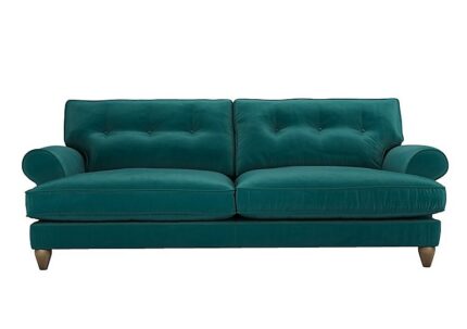 The Lounge Co. - Bronwyn 4 Seater Fabric Classic Back Fibre Fill Sofa With Vintage Oak Feet - Dragoneye