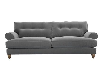 The Lounge Co. - Bronwyn 4 Seater Fabric Classic Back Fibre Fill Sofa With Vintage Oak Feet - Koala Cub