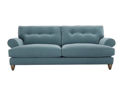 The Lounge Co. - Bronwyn 4 Seater Fabric Classic Back Fibre Fill Sofa With Vintage Oak Feet - Shallow Puddle