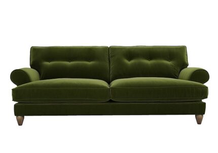 The Lounge Co. - Bronwyn 4 Seater Fabric Classic Back Fibre Fill Sofa With Vintage Oak Feet - Woodland Moss