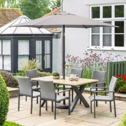 Vega 6 Seater Dining Set With Stacking Chairs And 3m Parasol