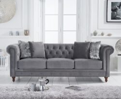 Westminster Chesterfield Light Grey Velvet 3 Seater Sofa