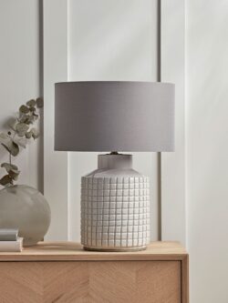 White Grid Table Lamp