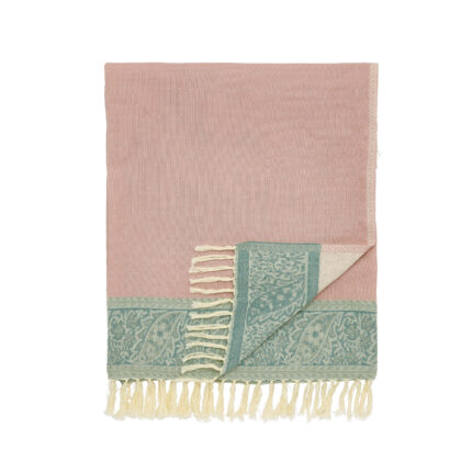William Morris Strawberry Thief/Severn Woven Throw, Cochineal Pink